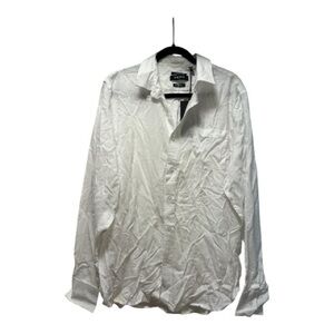 Kenneth Cole Men's Casual Linen White Button Down Shirt